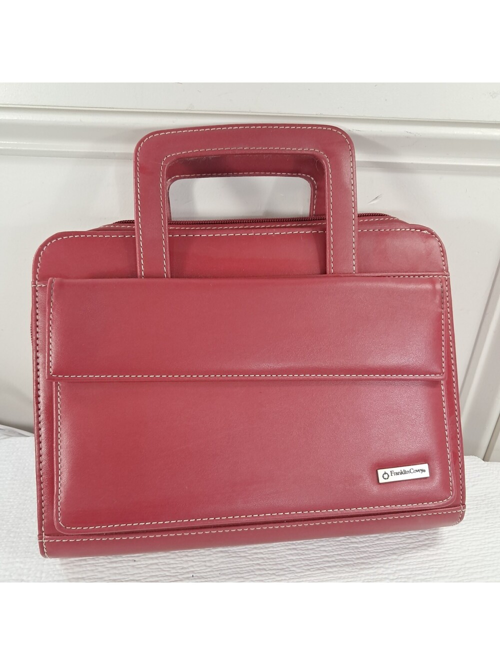Franklin Covey Red Zip Planner Binder Briefcase Handles 7 ring organizer inserts